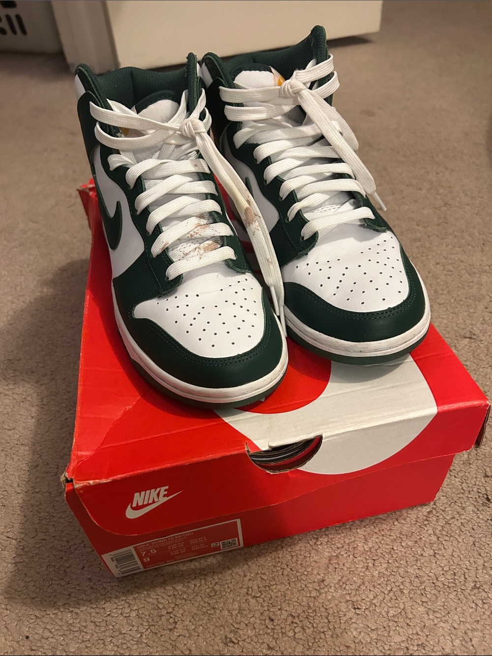 Nike Men’s High-Top Sneakers in White & Dark Green